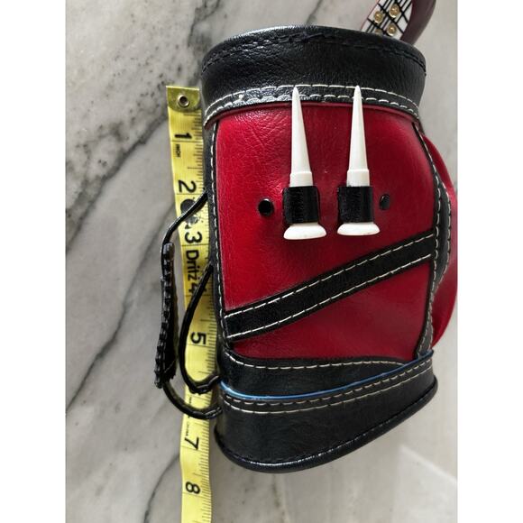 Vintage Enesco Golf Bag & Clubs‎ Bar Mixing Set Retro MCM Red & Black Cocktails - Picture 8 of 12
